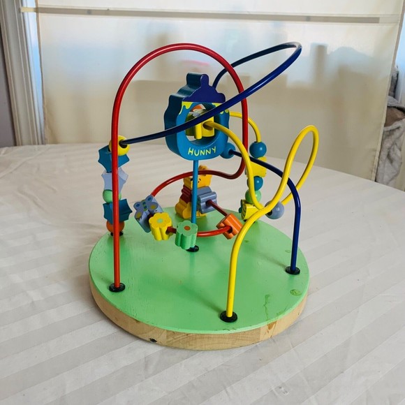 DISNEY Winnie the Pooh Wooden Activity Colorful Bead Maze 9" Sensory Toy - Picture 1 of 7